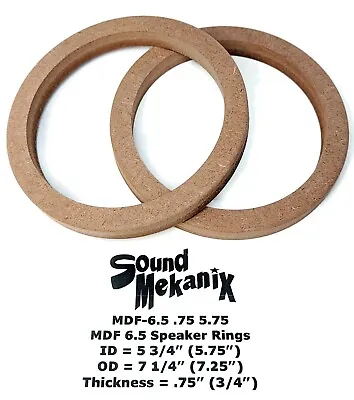 6.5 Inch Speaker Rings 6 1/2  MDF-6.5 5.75” Sound Mekanix Mounting Spacer 1 PAIR • $9.98