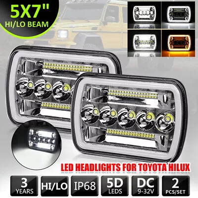 For 1983-2004 Toyota Hilux LED Headlights 5X7'' Hi/Lo Beam DRL Turn Light Kit AU • $47.79