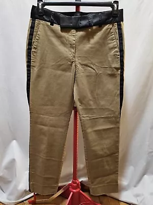 NWT J Crew Cameron Khaki Tuxedo Pants Black Satin Waist. Size 8 • $28.49