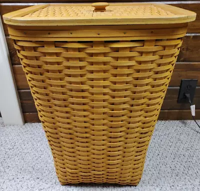 Longaberger Basket Hamper 22” Tall Lid Plastic Liner Laundry Vintage 1997 • $199.95
