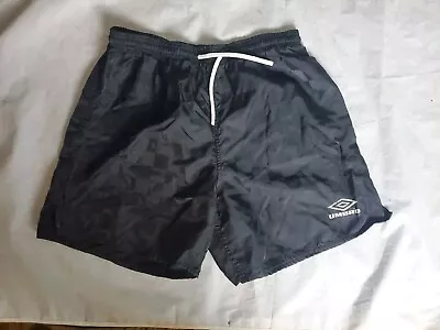 Vintage Umbro Shiny Checkered Soccer Shorts Men's Size Medium M Black USA Made  • $29.99