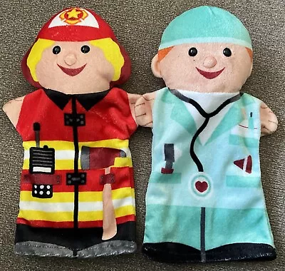 MELISSA AND DOUG Hand Puppets Set Of 2 Doctor And Firewomen • $6
