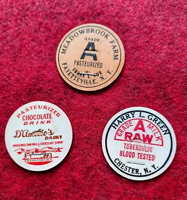 New York State 3 Different Vintage Dairy Bottle Caps • $4.50