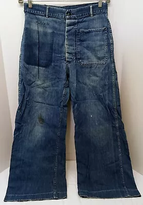 Vintage 1940s 50s WWII Korean US Navy Denim Dungarees Indigo Work Pants Trousers • $700