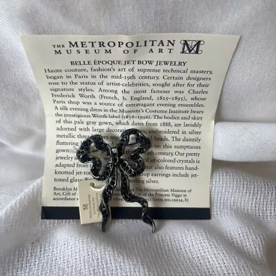 Metropolitan Museum Of Art Pin Belle Epoque Jet Crystal Bow Jewelry Brooch MET • $62.50