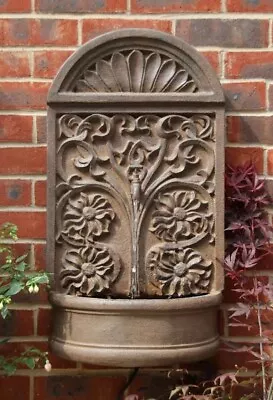 Wall Fountain Water Feature Ornate Design Tap Spout Arbury Rust Effect 72cm • £127.98