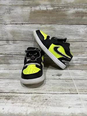 Nike Air Jordan 1 Low Boys Neon Yellow Black Panther Shoes DX6668-701 Sz 10C • £30.39