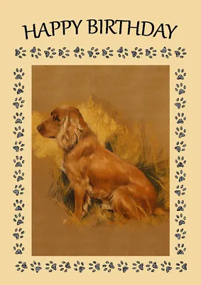 Cocker Golden Cocker Spaniel Sitting Dog  Birthday Greetings Note Card  • £2.50