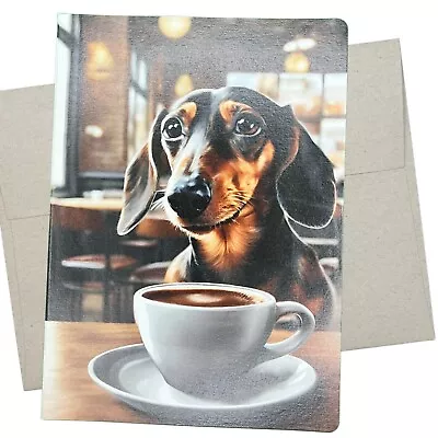 Dachshund Birthday Card Latte And Coffee Lover Dog Card (1 Card 5X7 Inch)- 652 • $7.96