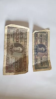 Two Banknotes Goverment Of Ceylon 10 Cents And 25 Cents 1st February 1942 • £5