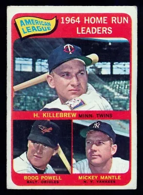 1965 Topps OPC O-Pee-Chee #3 Mickey Mantle B Powell H Killebrew EX+ H R Leaders • $101.99