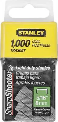 Stanley 5/16 Inch Light Duty Narrow Crown Staples - Pack Of 1000 Tra205T  • $2.39