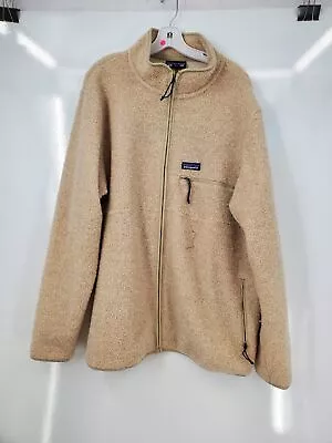 Patagonia Men's Beige Fleece Mock Neck Long Sleeve Full Zip Jacket Size XL • $15.99