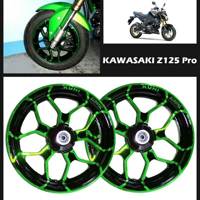 Wheels Rims Aluminium Ring Roller Caster Green Kawasaki Z125 Pro 2017-2024 • $398