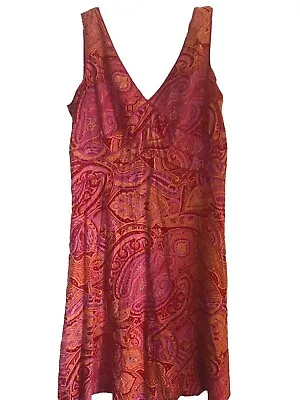 Vintage SILK Liz Claiborne Pink Paisley Midi Dress Size 10 Barbie Classic Fun • $32