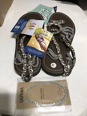 Capana Woven Women's Flat Sandals - Strappy Braided Bohemian Sandals Sz 5 NEW • $17.99