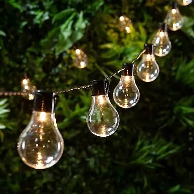 Retro Solar String Lights Outdoor Garden LED Festoon Party Globe 10/20 Bulbs  • £11.99