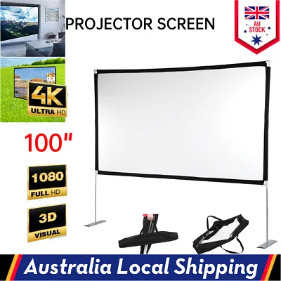 $54.99 • Buy 100'' Inch Projector Screen W/ Stand Outdoor Indoor Movie Projection Screen 16:9