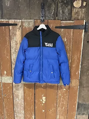 Twisted Soul Puffer Jacket Coat Blue Black High Neck Men's Small • £14.99