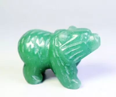 $1.76 • Buy Natural Polished Green Aventurine Quartz Crystal Palm Stone Carved Bear Healing