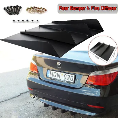 Rear Diffuser 4 Fins Bumper Splitter Chin Spoiler Lip For E36 E46 E60 F30 E90 • $69.04