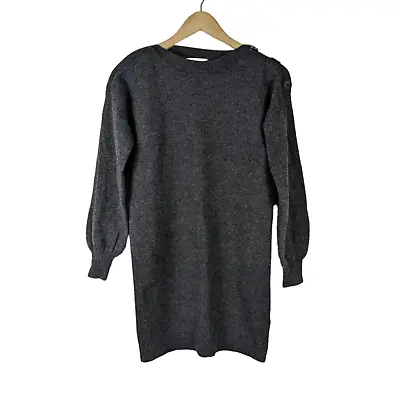 Madewell Womens Dress XS Gray Merino Wool Knit Button Long Sleeves Sweaterdress • $30