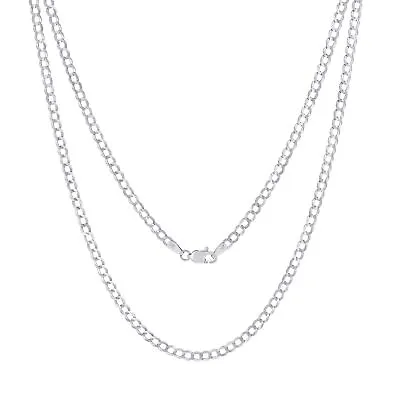 14k White Gold 3mm Solid Cuban Curb Chain Italian Link Pendant Necklace 16  -30  • $411.98