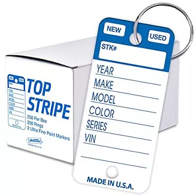 Top Stripe Key Tags 250 Car Key Tags Write On Heavy Duty Plastic Key Tags A... • $41.19