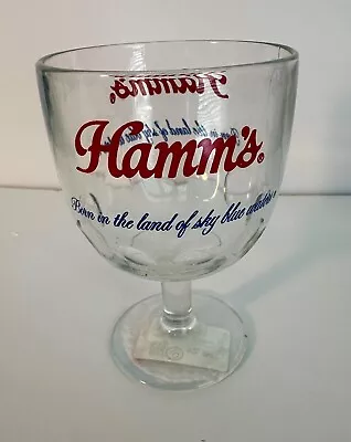 HAMM's Beer Heavy Glass Thumbprint Beer Goblet Pedestal Stem Pint Mug 1970s Vtg. • $5