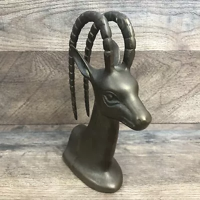  Mid Century Antelope Ibex Gazelle Horns Brass Book End  Made In Korea • $12.97