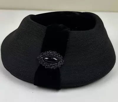 VTG 40s 50s FOLEY’S Fascinator Hat Black Velvet Hat Retro Mourning Gothic  • $22.49