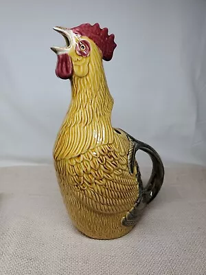 New Majolica Bordallo Pinherio Rooster Water Wine  Pitcher Farmhouse Cottage • $125