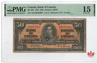 1937 Bank Of Canada 50$ Osborne A/H0018898 - PMG F15 - BC-26a • $1133.99