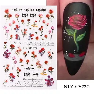 Buy 2 Get 1 Free 3D Nail Decals Butterfly Flowers Roses Self-Adhesive Stickers • $2.79