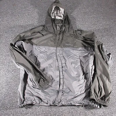 Marmot Jacket Mens Large Gray Green Rain Coat Full Zip Hooded Outdoors Precip • $29.99