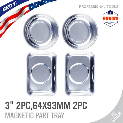 4 Pcs Magnet Tray Magnetic Parts Holder Dish Organizer Stainless Steel 3  93CM • $11.99