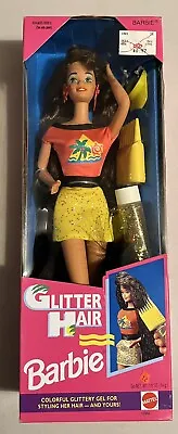 GLITTER HAIR Barbie LA Looks Brunette Doll  1993 Mattel Vintage Still Sealed! • $62.99