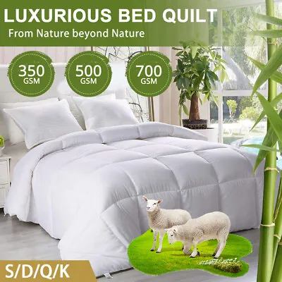 $53.99 • Buy All Season Goose Down Bamboo Comfort MerinoWool Doona 300/500/700GSM Quilt Duvet
