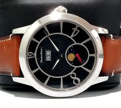 Marco Polo 42mm Big Date Moon Phase Black Dial Auto US Seller CLEAN  • $345