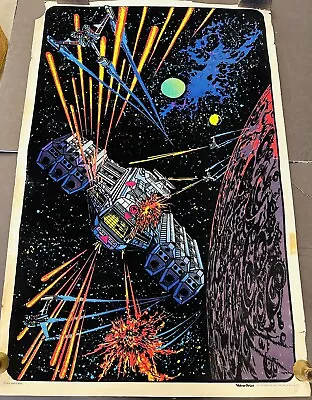 Vintage 1977 SPACE WAR POSTER PP474 Velvet Black Light VELVA-PRINT AA SALES INC • $120