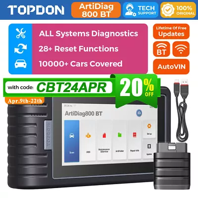 TOPDON ArtiDiag800BT Car OBD2 Scanner All System Diagnostic Tool KEY Coding TPMS • $479