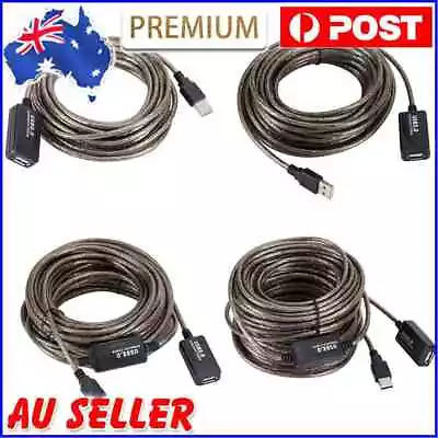 $19.19 • Buy 5/10/15/20m USB 2.0 Extension Cable Male To Female Active Repeater Extender Cord
