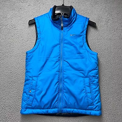 Nike Reversible Vest Jacket Mens Small Blue Sleeveless Zipper Pockets Casual • $17.46