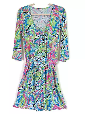 Mud Pie Womens Size L Dress Elastic Waist Belt Paisley Pastel Beach Pullover  • $16.97