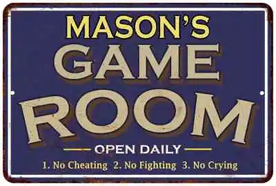 MASON'S Blue Game Room Personalized Sign Metal Wall Decor Gift 112180002278 • $71.95