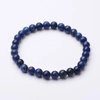Natural Lapis Lazuli 6mm Bead Stretch Bracelet Chakra Healing UK • £5.49