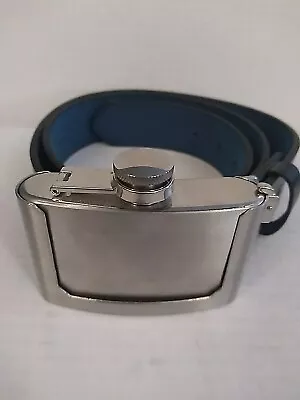 3oz Stainless Steel Flask Belt Buckle/With Black BC Belts. Large  • $19.99