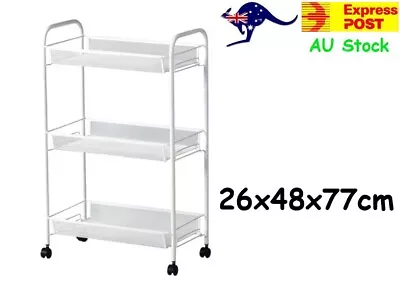 IKEA HORN Bathroom Kitchen Trolley White Wheeled Castor Bar Dining 26x48x77 • $45.99