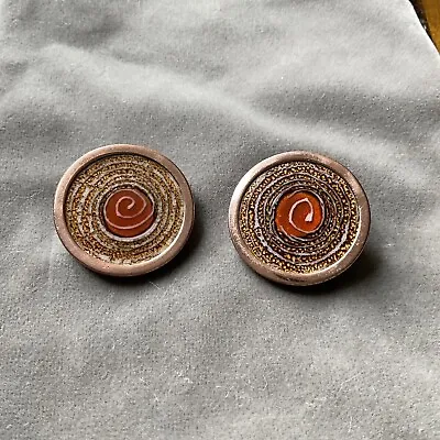 Vintage 1950s Matisse Renoir Enamel Copper Clip On Earrings Midcentury Modern • $15