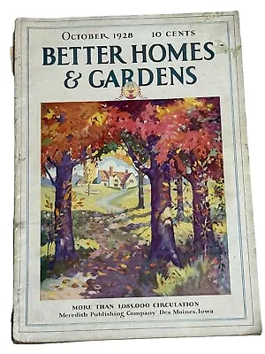 OCT 1928 Better Homes And Gardens Magazine - Fall Leaves Scene Cover VINTAGE • $20